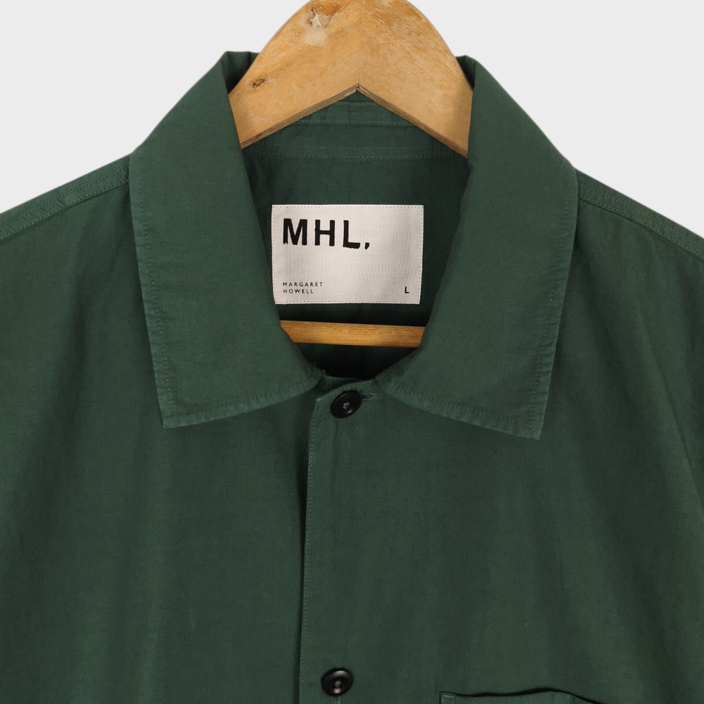 MHL MARGARET HOWELL Men's Green Relaxed Fit Short Sleeved Shirt