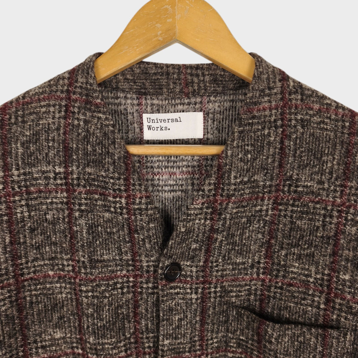 UNIVERSAL WORKS Men's Checked Wool Blend Cardigan