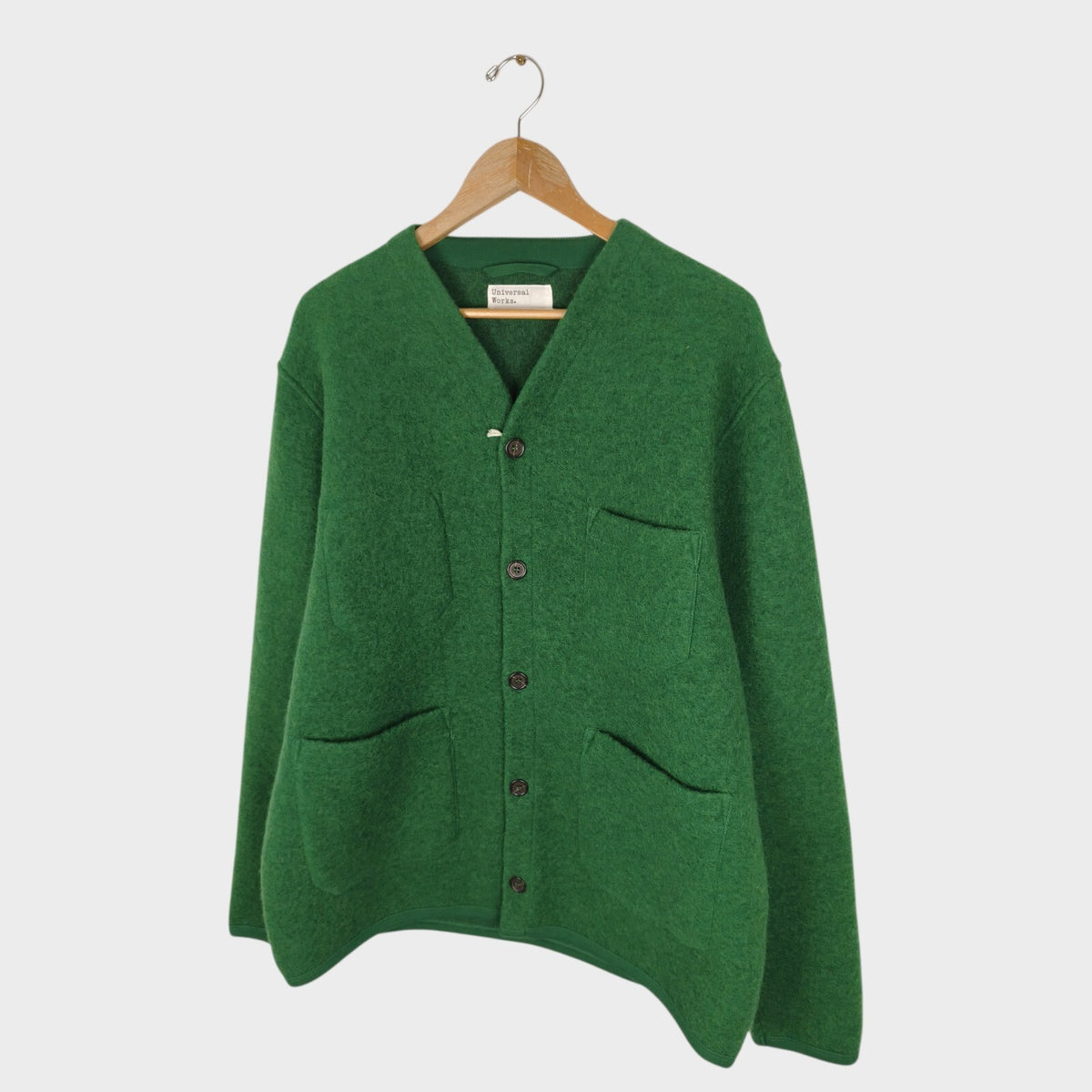 UNIVERSAL WORKS Men's Green Wool Fleece Cardigan