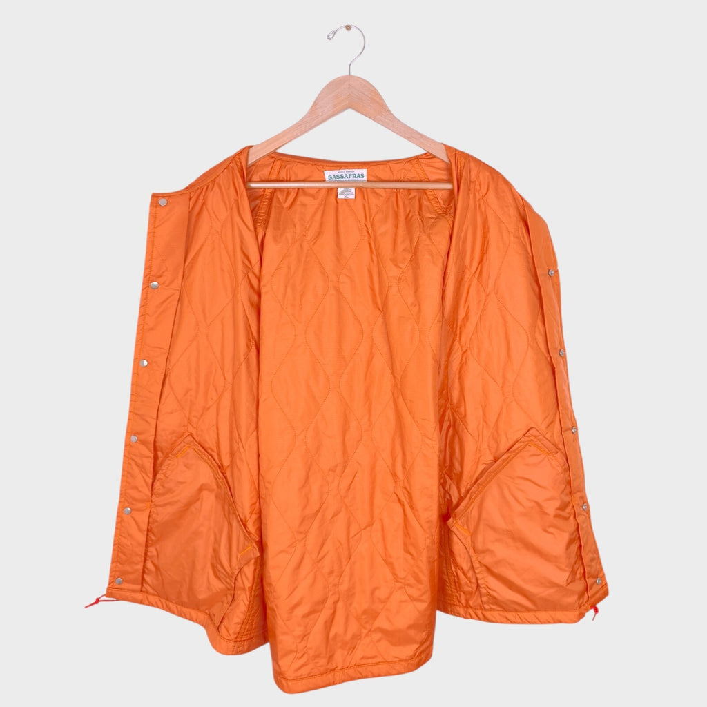 SASSAFRAS Men's Made in Japan Orange Quilted Bud Breaker Jacket