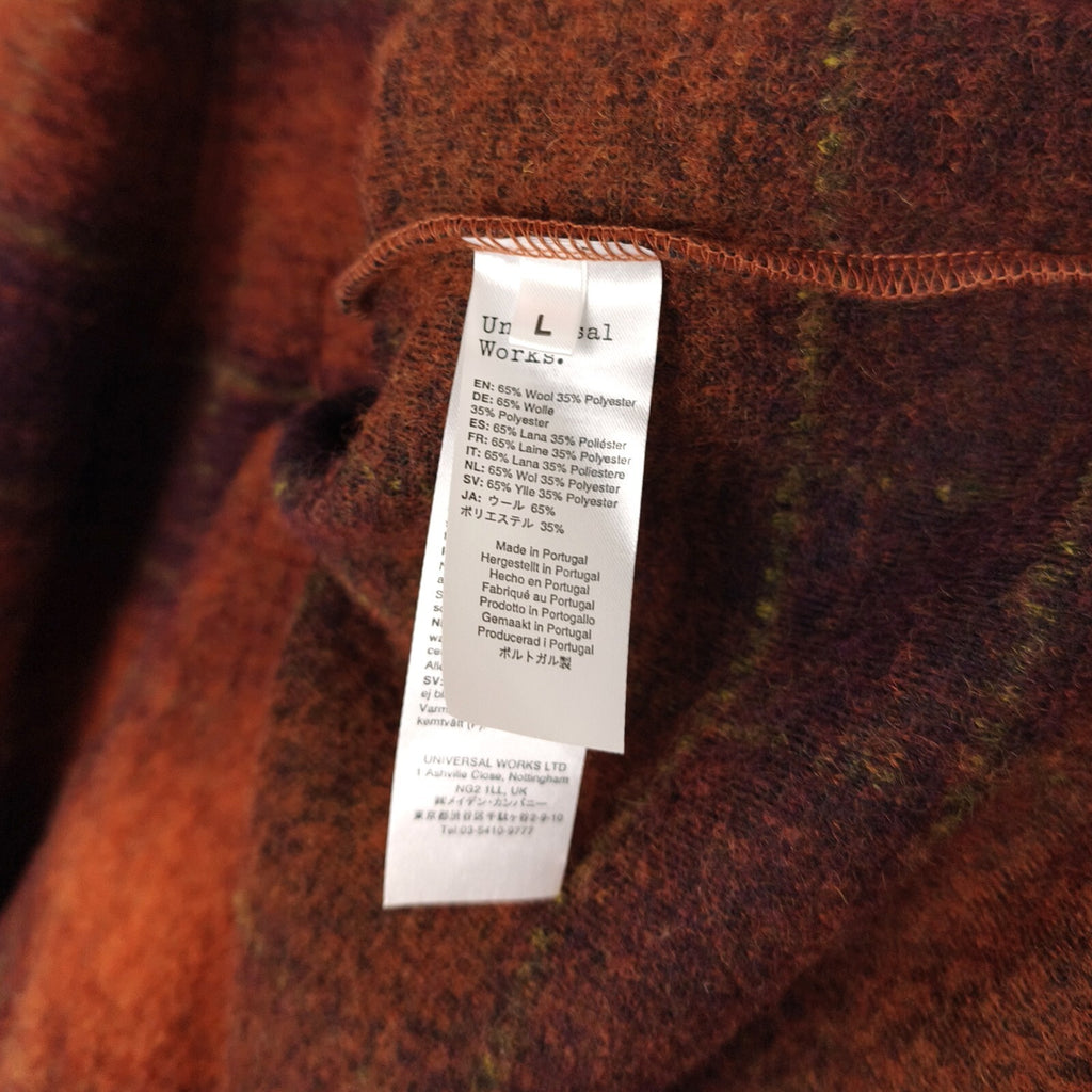 UNIVERSAL WORKS Men's Orange Check Wool Fleece Cardigan