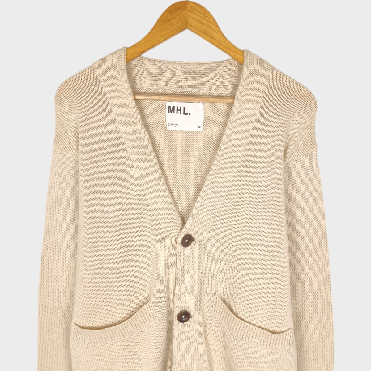 MHL MARGARET HOWELL Men's Cream 100% Cotton Knit Cardigan