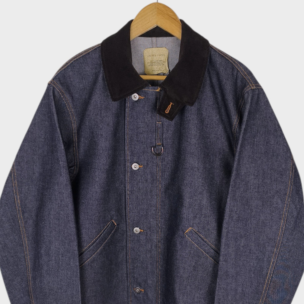UNITED TOKYO Men's Made in Japan RAF MK3 Rigid Denim Flight Blouson Jacket
