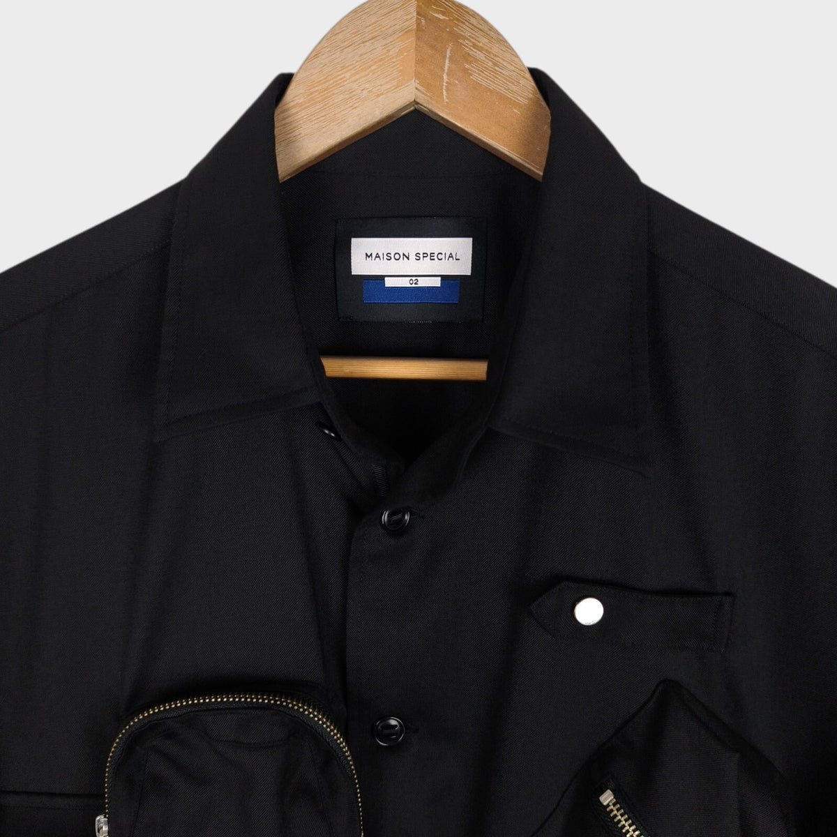 MAISON SPECIAL Japan Men's Black Wool Blend Multi Pocket Overshirt Jacket