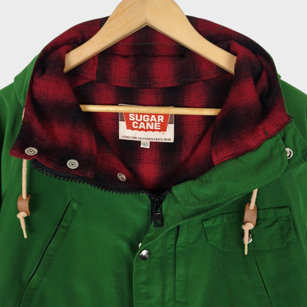 SUGAR CANE Men's Green 70/30 Cotton Nylon Wool Blend Lined Mountain Parka Jacket