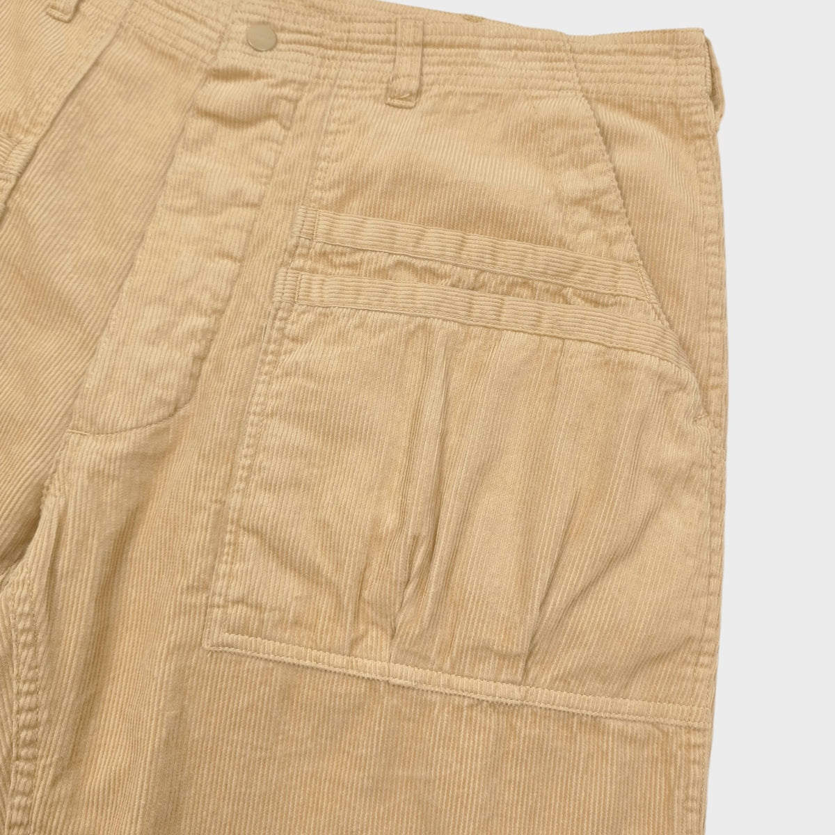 SASSAFRAS Men's Made in Japan Beige Overgrown Fatigue Corduroy Cargo Shorts