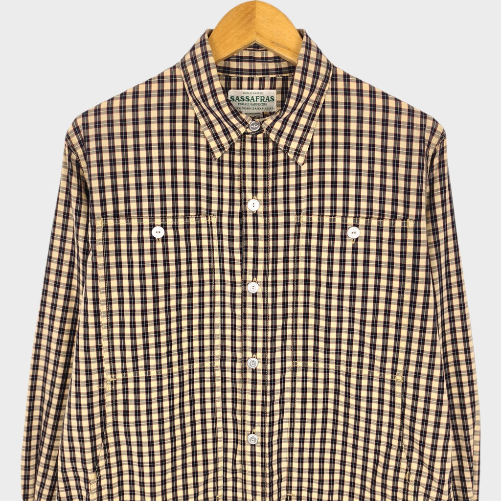 SASSAFRAS Men's Made in Japan Checked 4 Pocket Utility Shirt