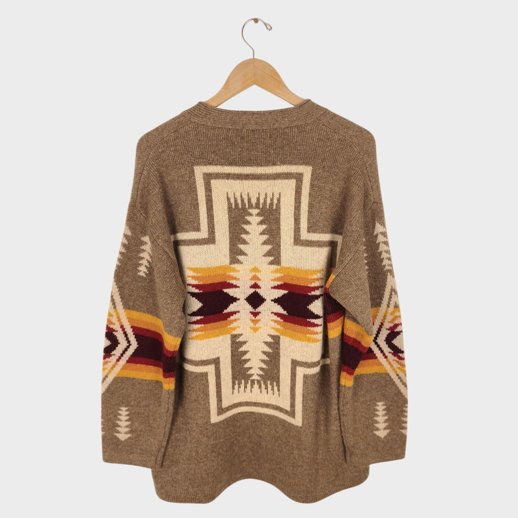 PENDLETON Men's Navajo Jacquard Wool Blend Open Cardigan