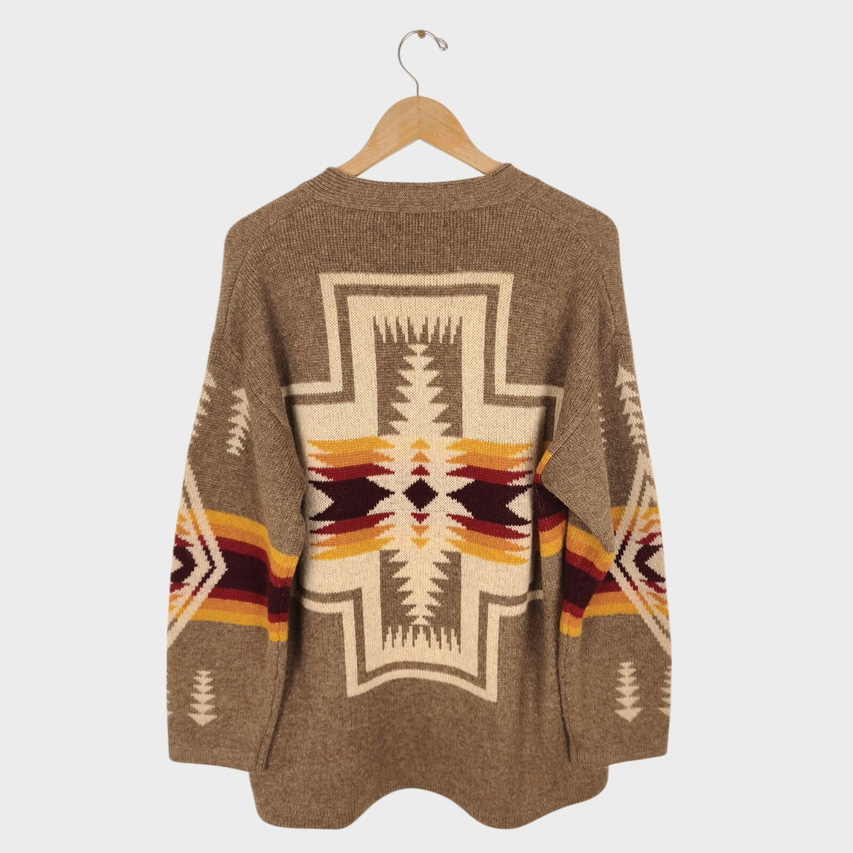 PENDLETON Men's Navajo Jacquard Wool Blend Open Cardigan