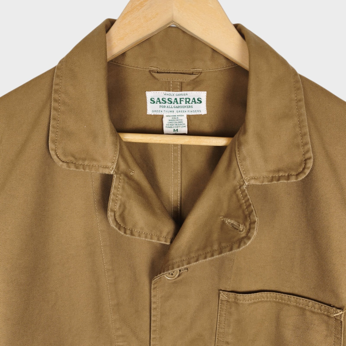 SASSAFRAS Men's Made in Japan Beige Heavy Cotton Twill Sprayer Chore Jacket