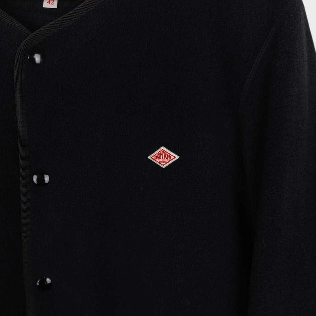 DANTON Men's Black Made in Japan Collarless Fleece Jacket