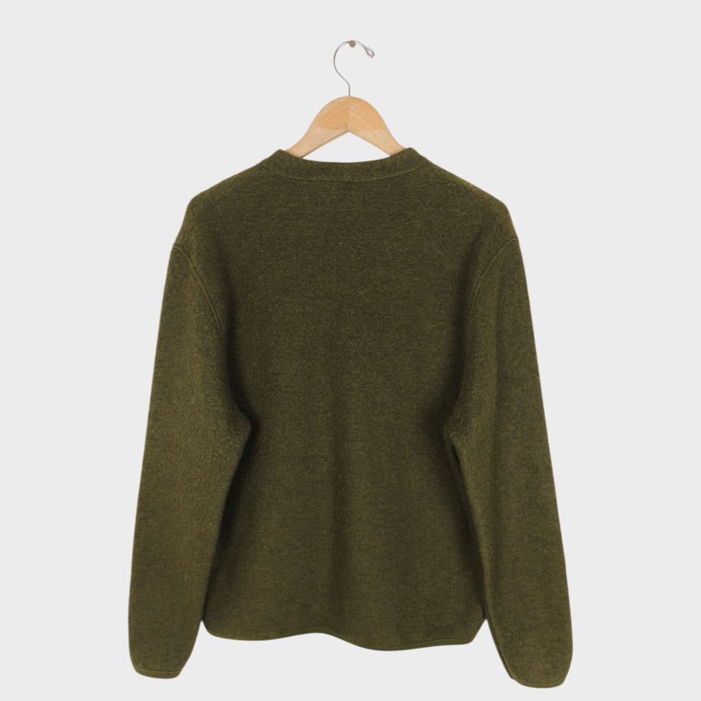 UNIVERSAL WORKS Men's Olive Green Wool Fleece Cardigan