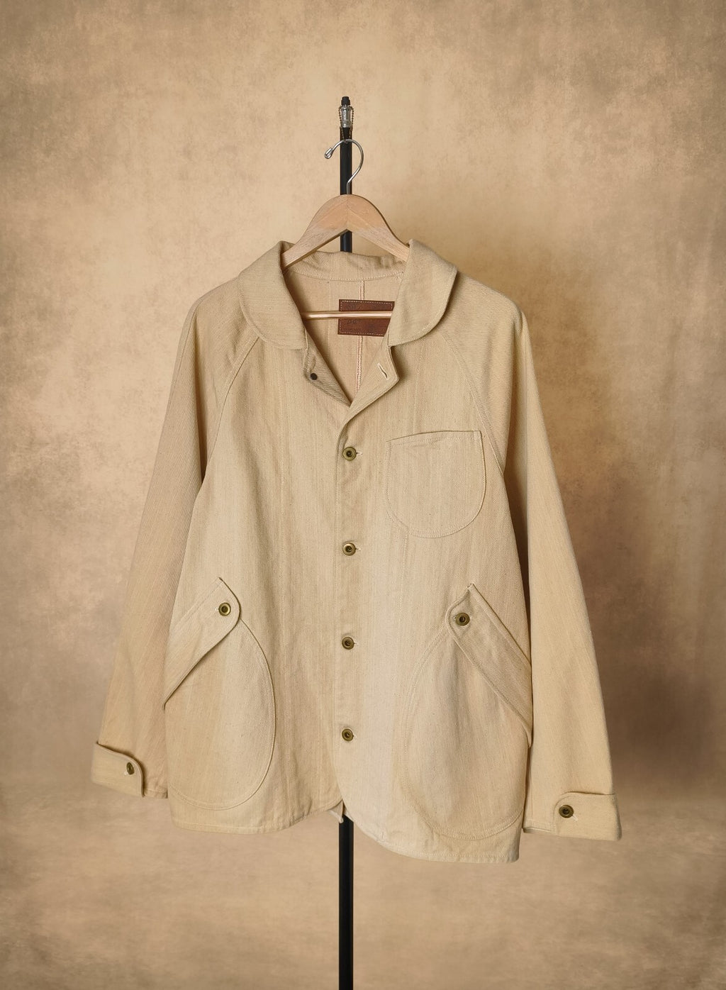 CHAIRMADE Men's Made in Japan Cream/Beige Heavyweight Cotton Chore Jacket