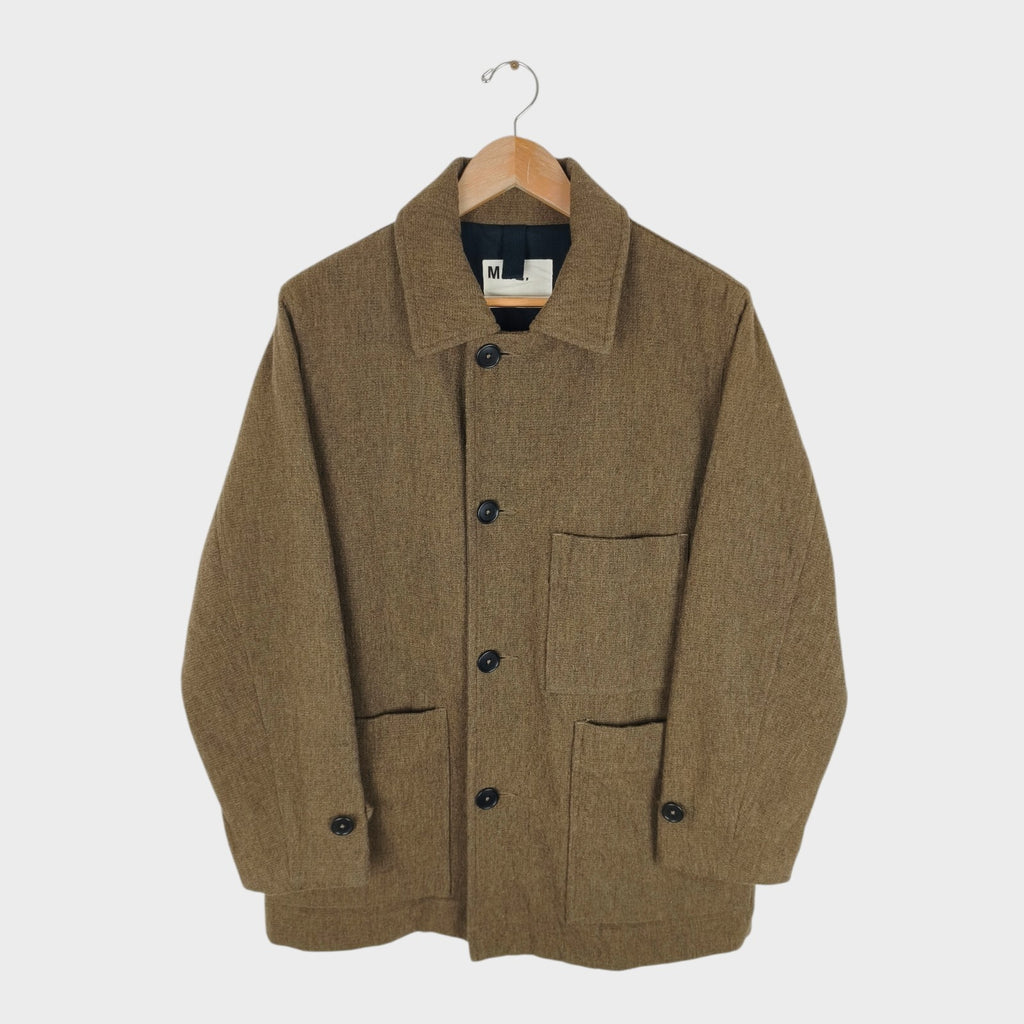 MHL MARGARET HOWELL Women's Olive Green Wool Linen Blend Coat Jacket