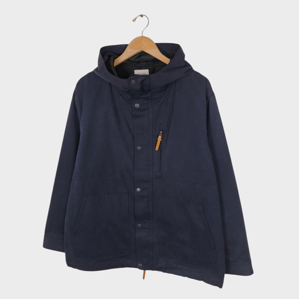 BEAMS B:MING Men's Navy Blue Waterproof Mountain Parka Jacket