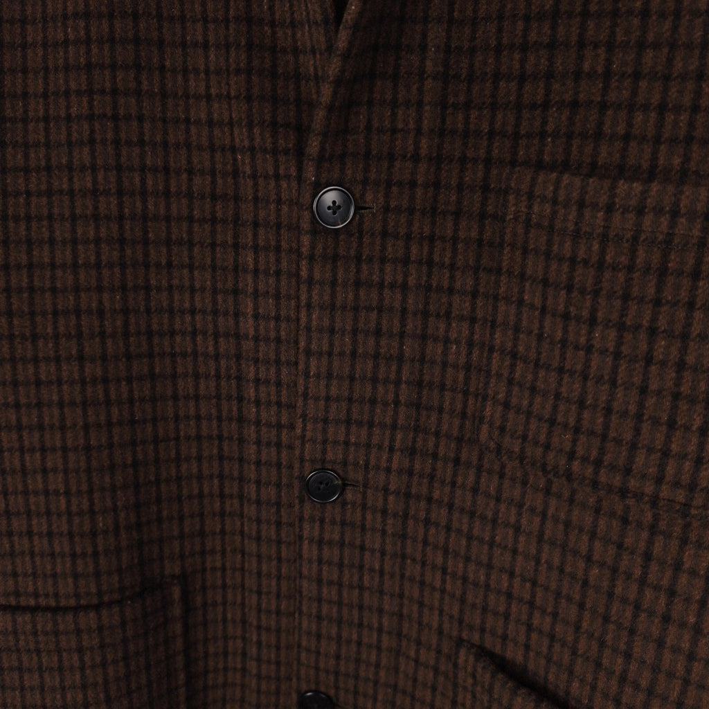 BEAMS B:MING Men's Brown Check Tasmania Wool Blend Chore Jacket
