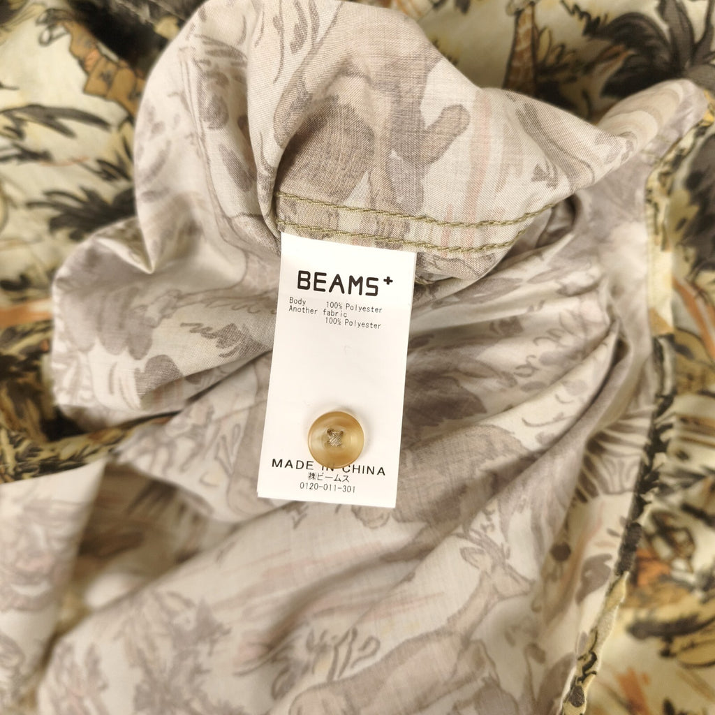 BEAMS PLUS Men's Safari Print Adventure II Multi Pocket Short Sleeved Shirt