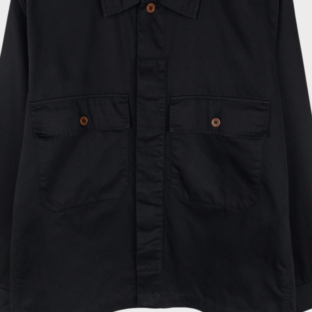 MHL MARGARET HOWELL Men's Black Cotton Twill Utility Overshirt