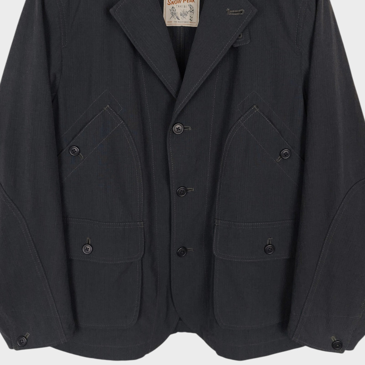 SNOW PEAK Men's Dark Grey Made in Japan Takibi Hunting Chore Jacket