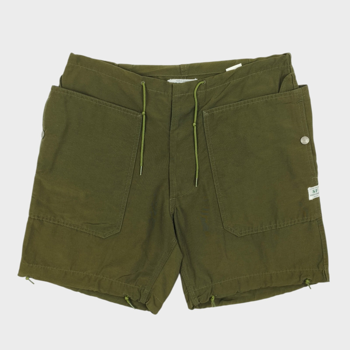 SASSAFRAS Men's Made in Japan Green Fall Leaf Sprayer Cargo Shorts