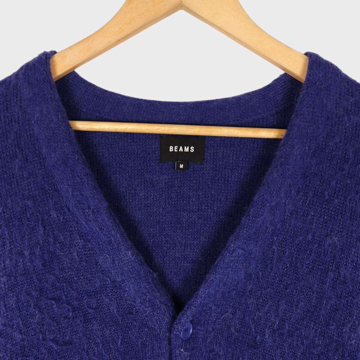 BEAMS Men's Purple Mohair Blend Shaggy Grunge Cardigan