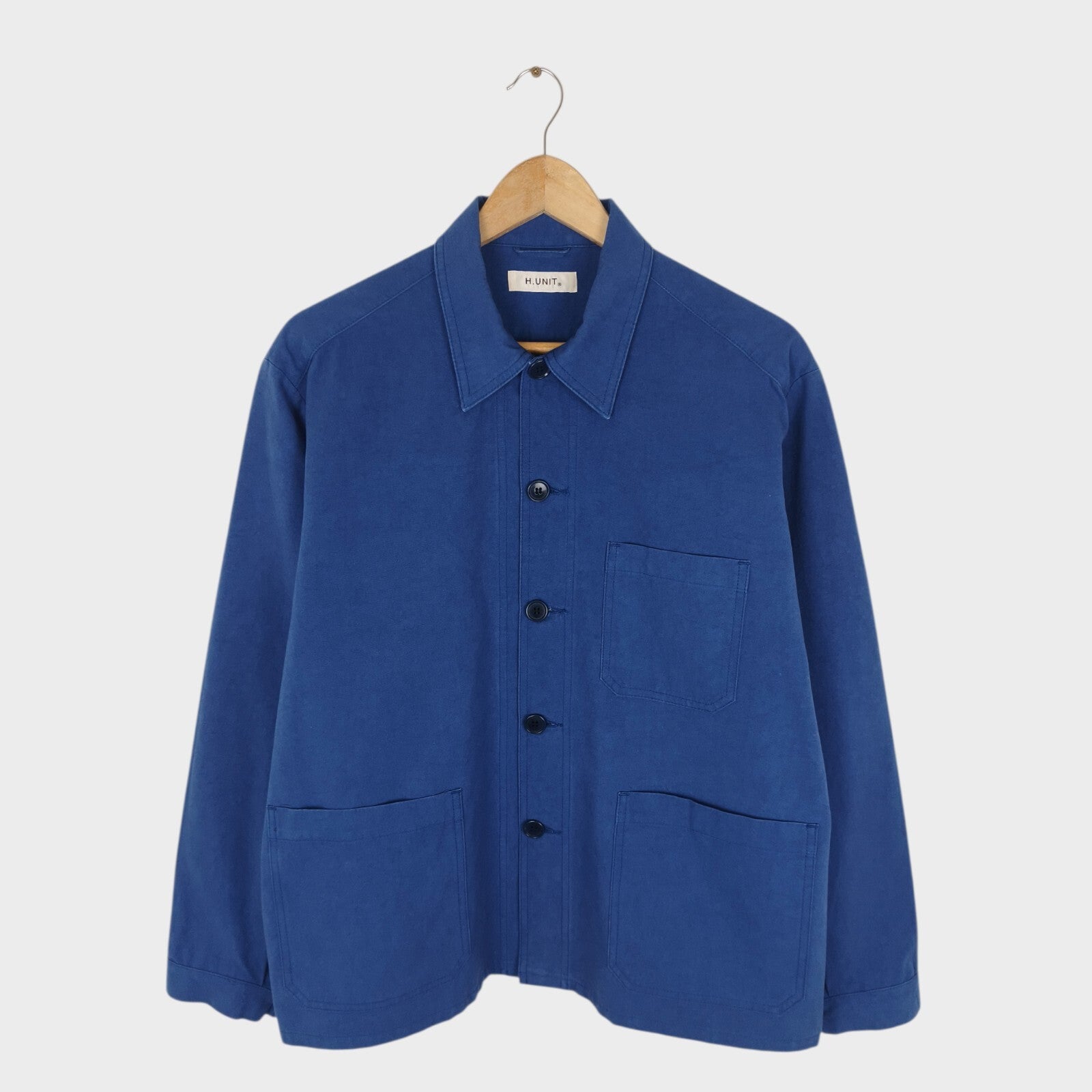 H.UNIT Men's Made in Japan Blue 100% Cotton Relaxed Fit Chore Jacket