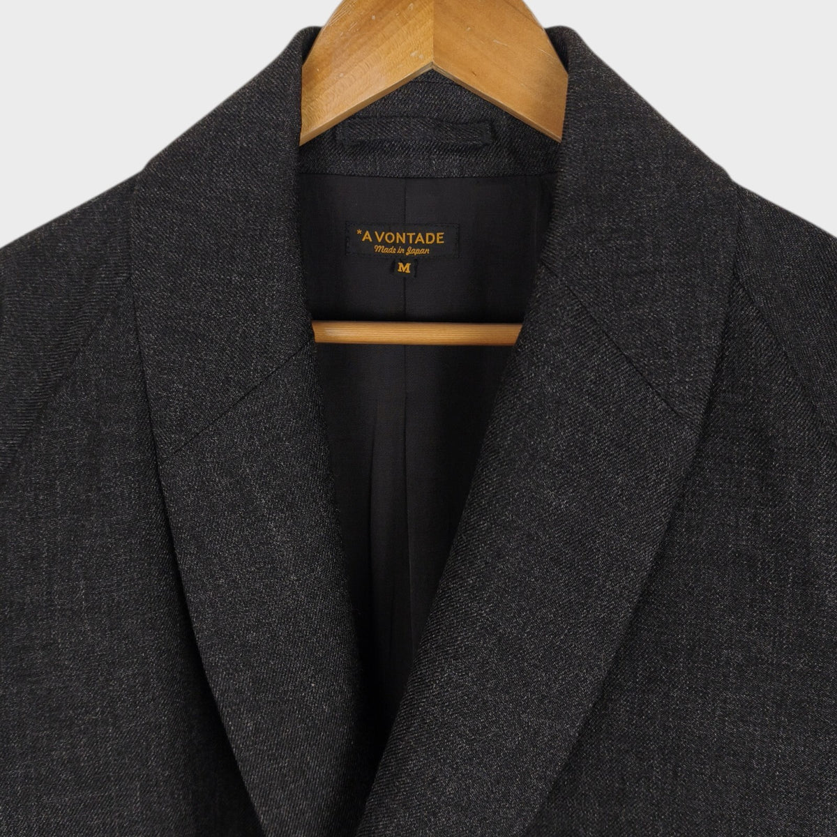 A VONTADE Men's Made in Japan Dark Grey Wool Robe Kimono Coat