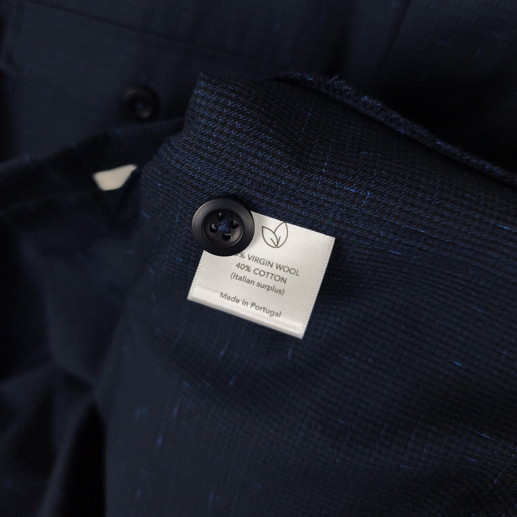 SIRPLUS Men's Navy Blue Wool/Cotton Blend Overshirt