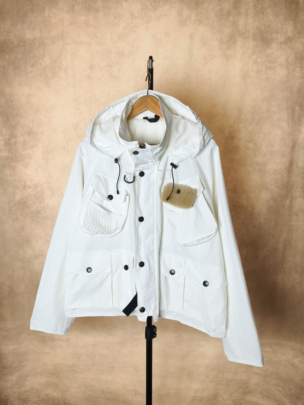 UNUSED Japan Men's Made in Japan White Nylon Fishing Jacket
