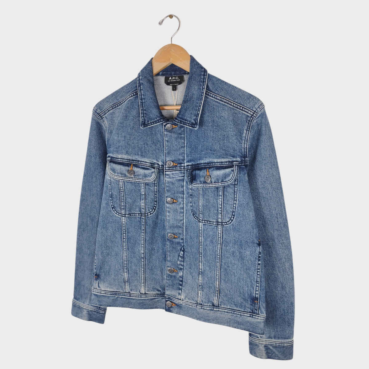 A.P.C. PARIS Men's Washed Blue Denim Jacket