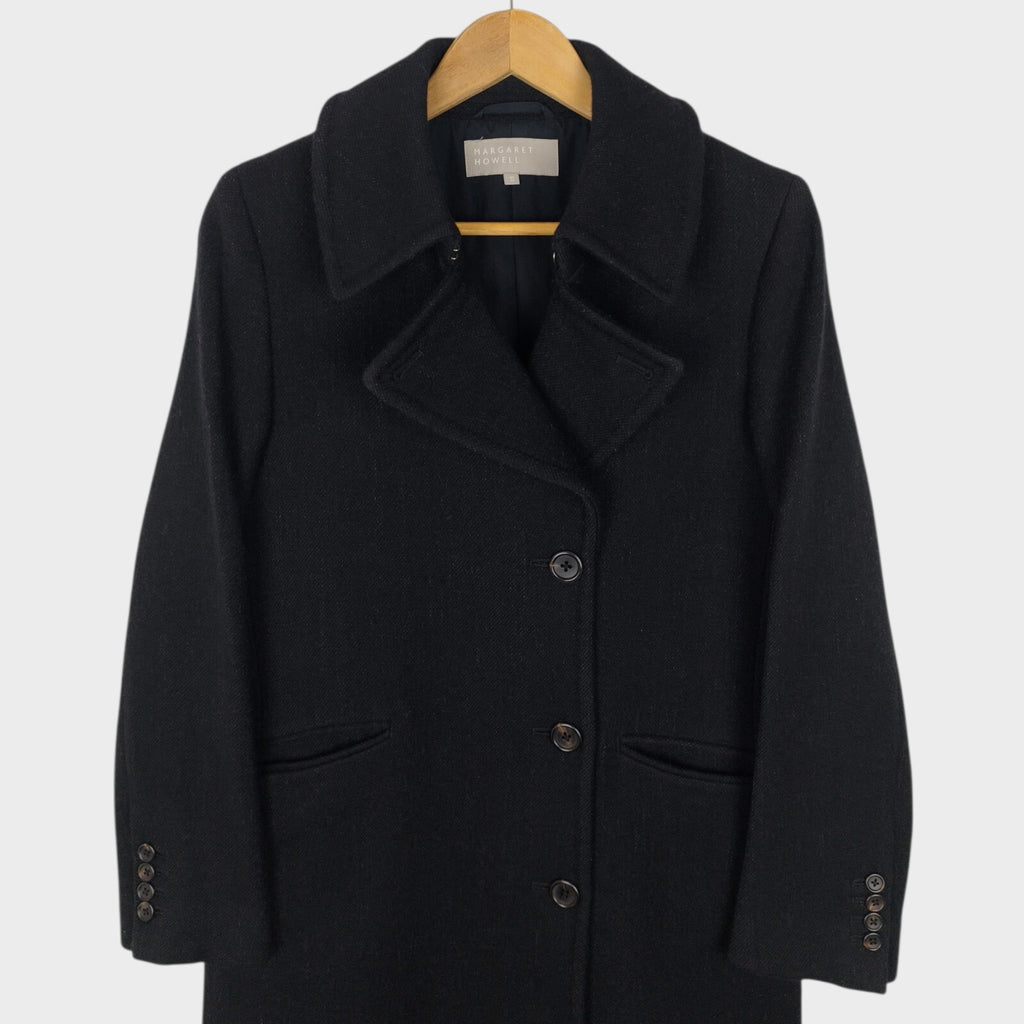 MARGARET HOWELL Women's Dark Charcoal Grey Wool Coat