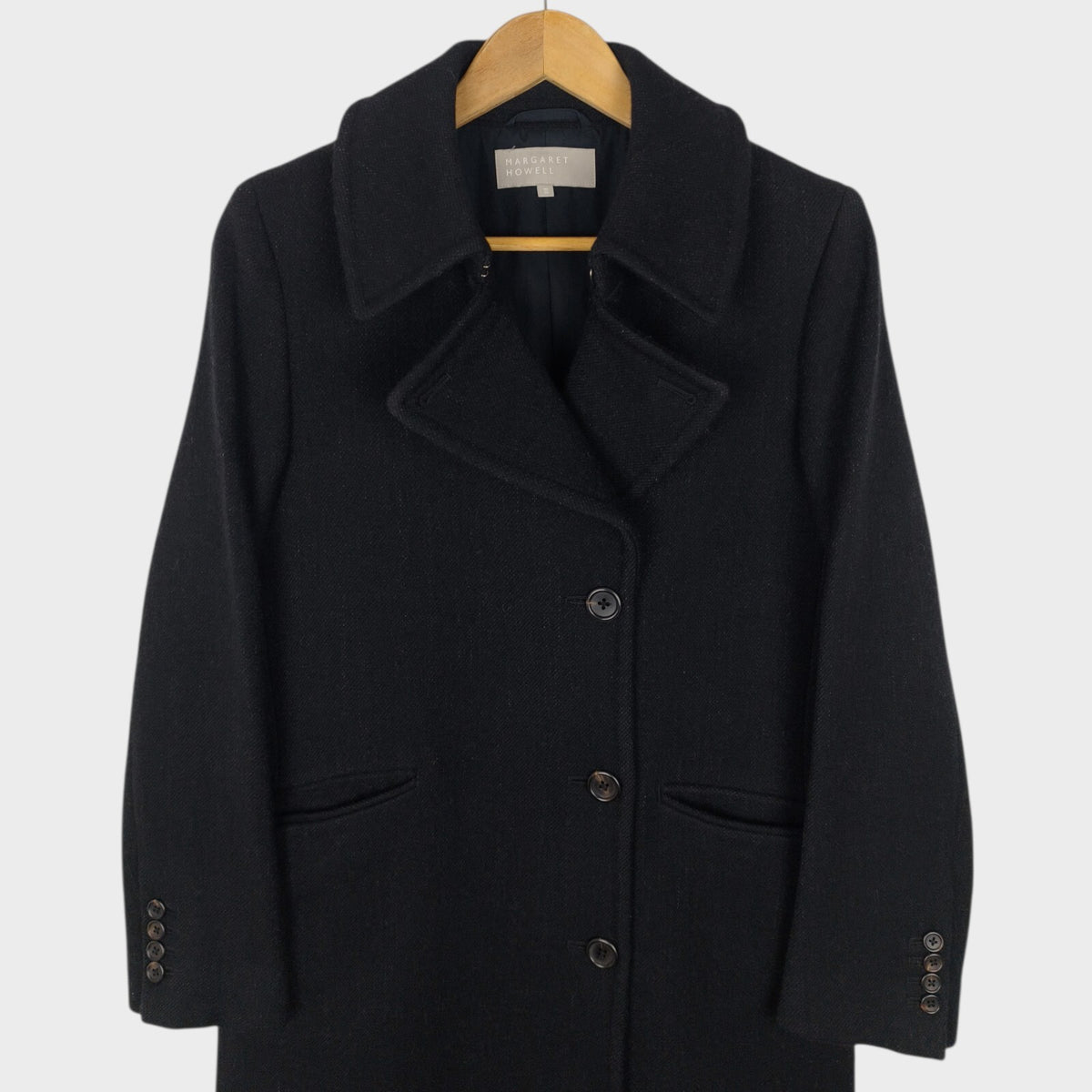 MARGARET HOWELL Women's Dark Charcoal Grey Wool Coat