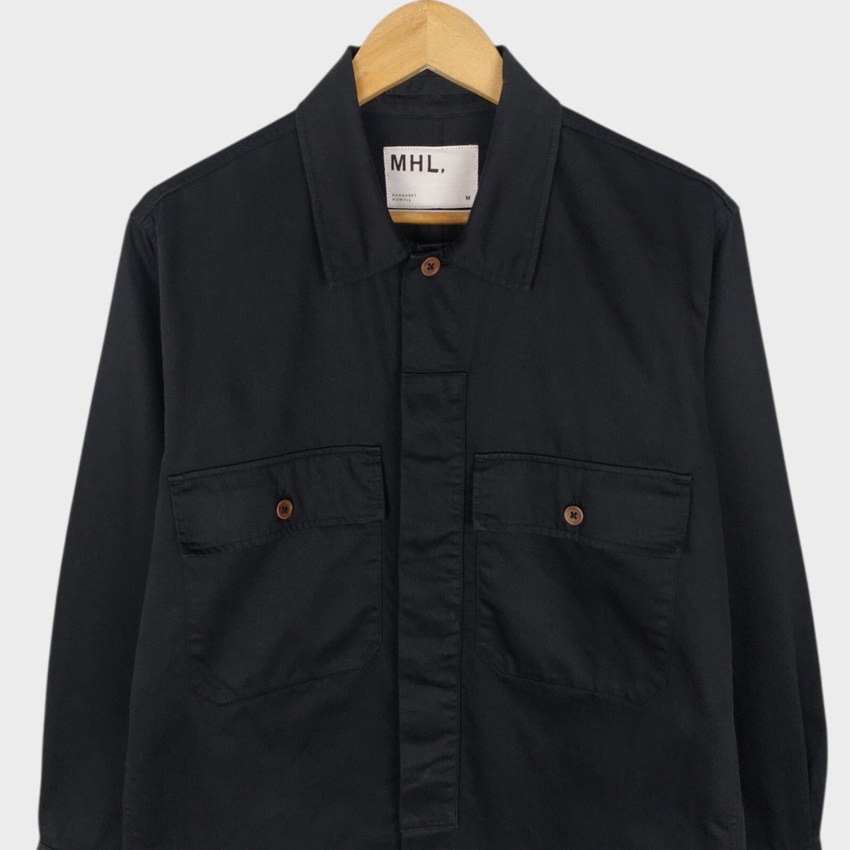 MHL MARGARET HOWELL Men's Black Cotton Twill Utility Overshirt