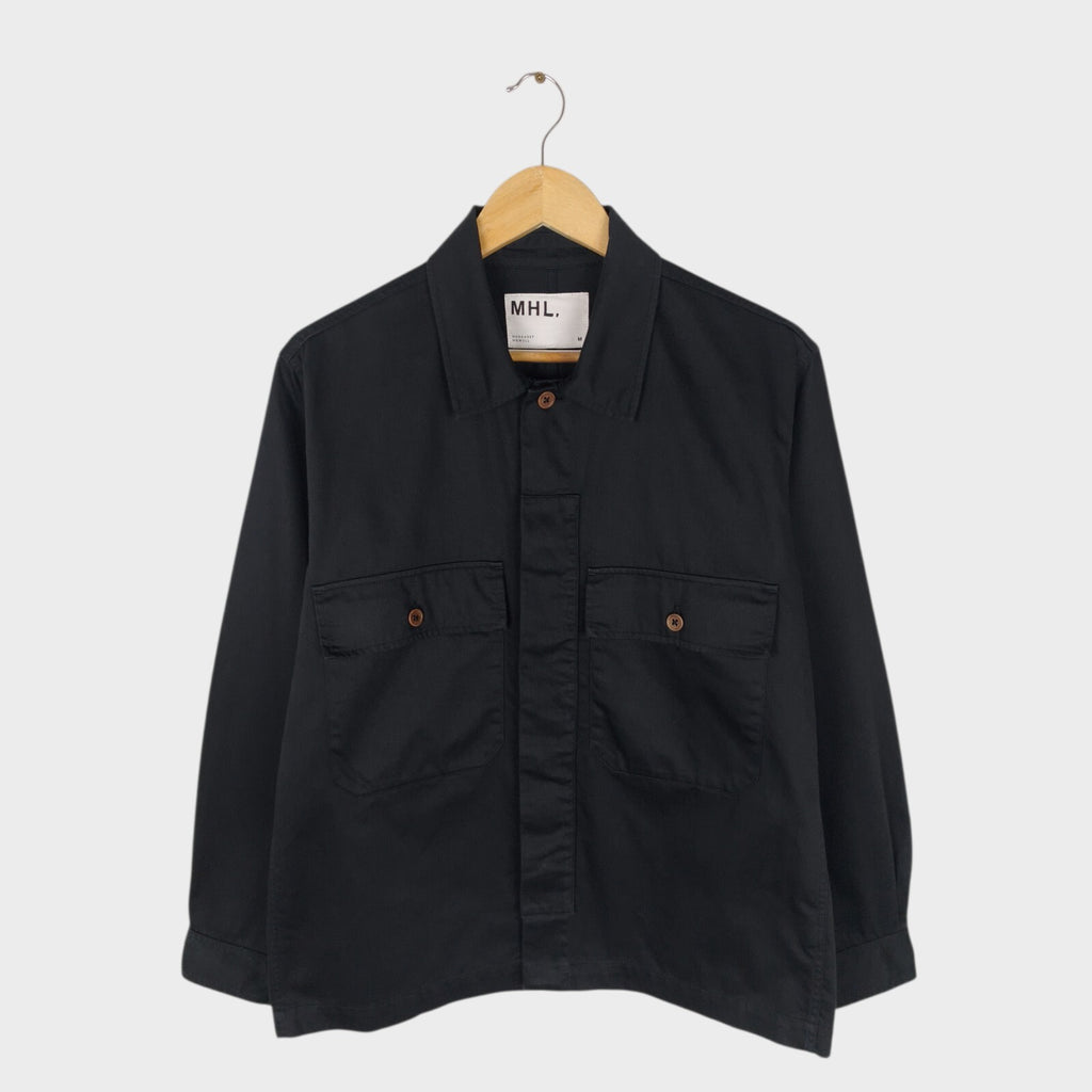 MHL MARGARET HOWELL Men's Black Cotton Twill Utility Overshirt