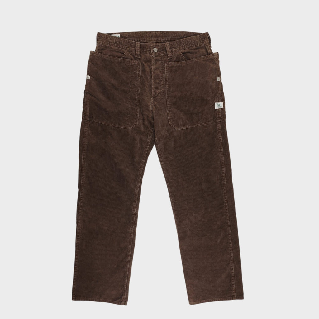SASSAFRAS Men's Made in Japan Brown Corduroy Fall Leaf Cargo Trousers
