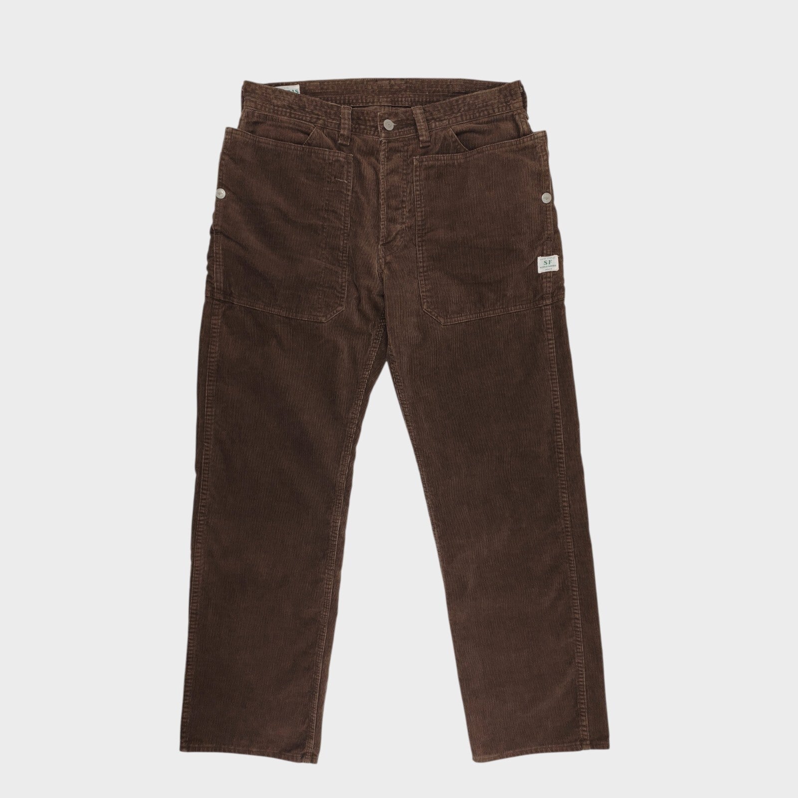 SASSAFRAS Men's Made in Japan Brown Corduroy Fall Leaf Cargo Trousers