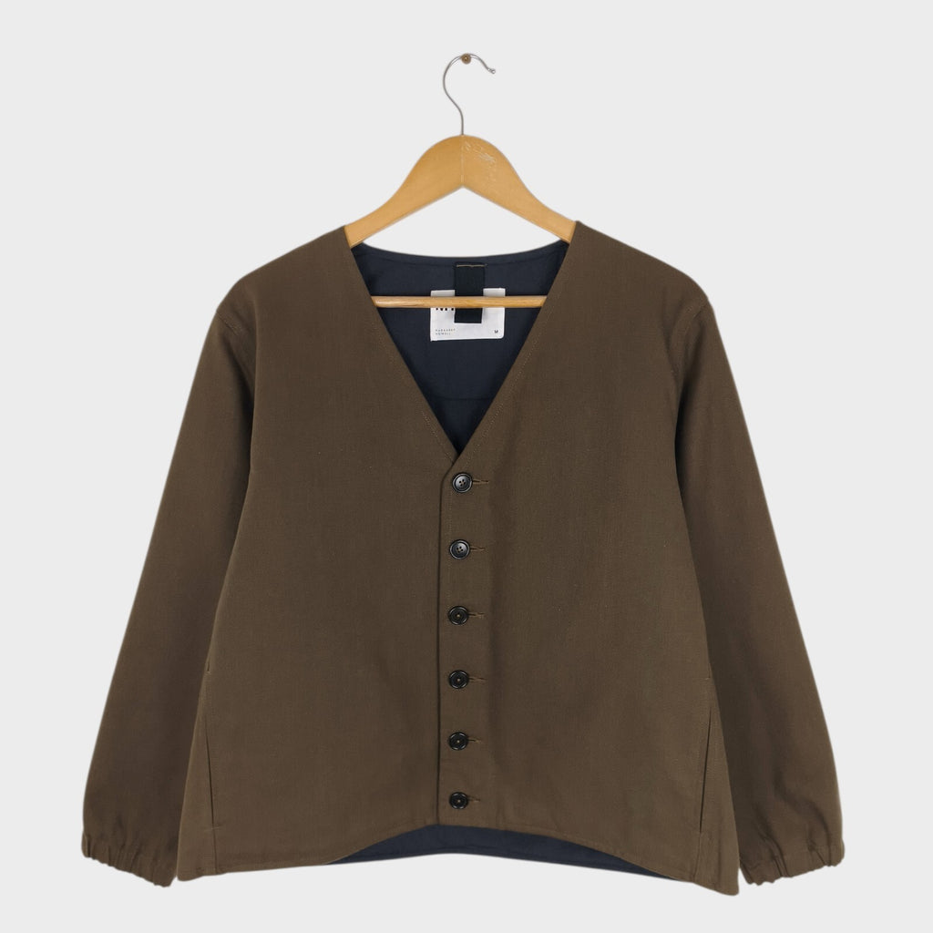 MHL MARGARET HOWELL Men's Khaki V-Neck Padded Jacket