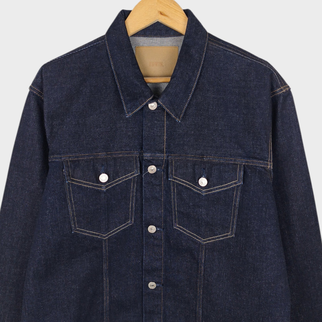 EDWIN Japan Men's Dark Blue Cropped Trucker Jacket