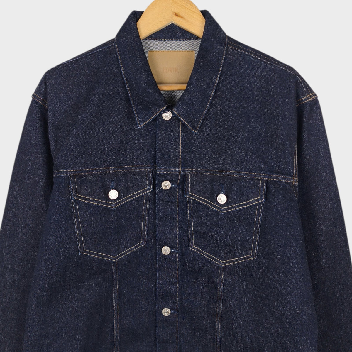 EDWIN Japan Men's Dark Blue Cropped Trucker Jacket