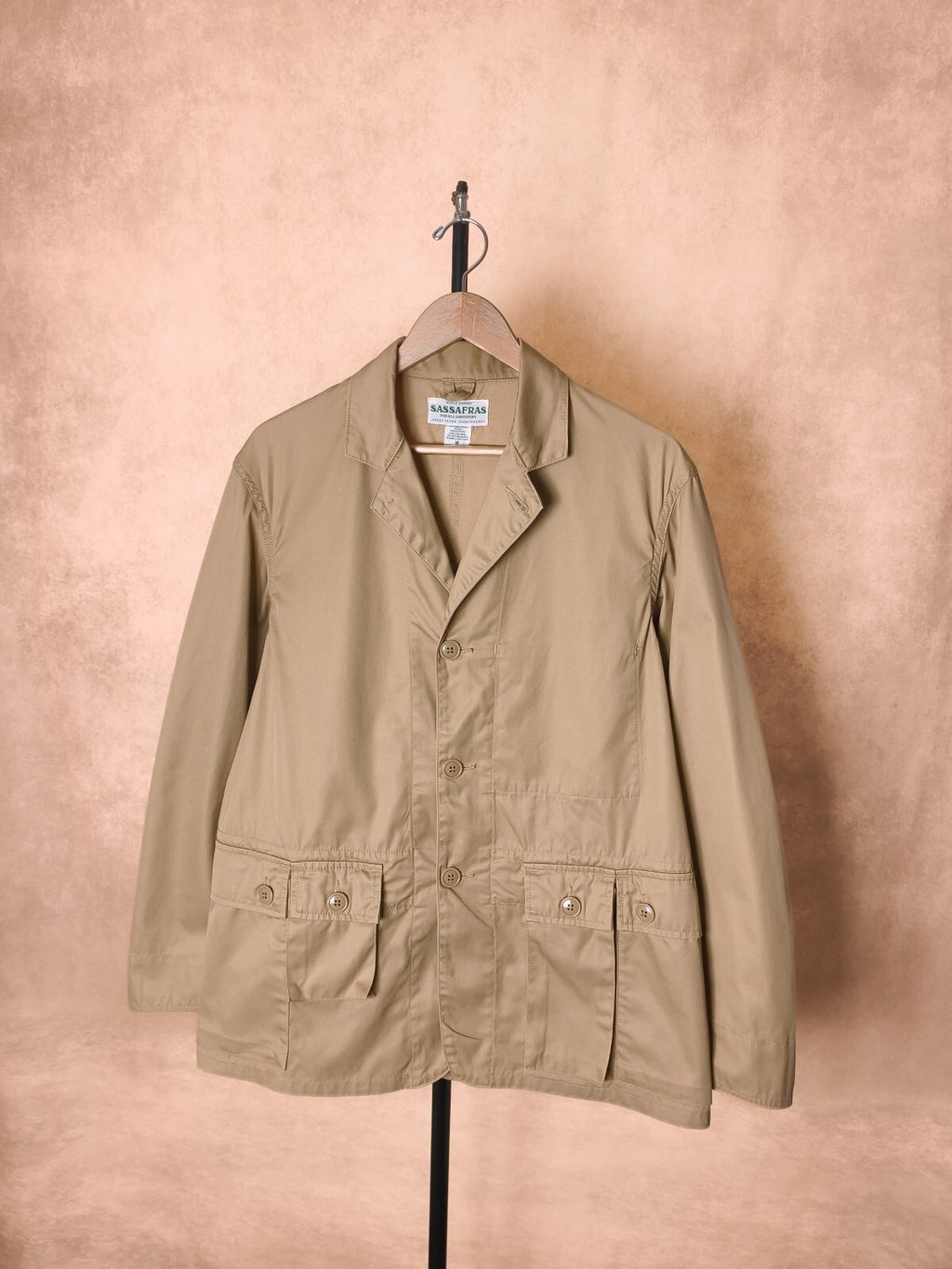 SASSAFRAS Men's Made in Japan Beige Cotton G.D.U. Leaf Jacket