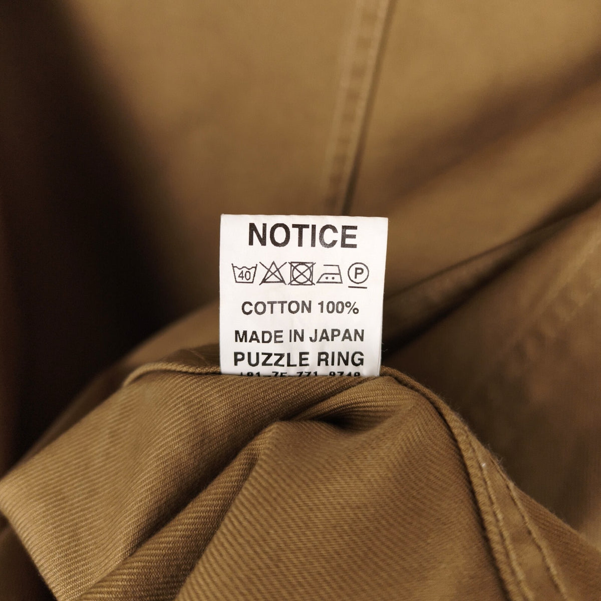 SASSAFRAS Men's Made in Japan Beige Heavy Cotton Twill Sprayer Chore Jacket