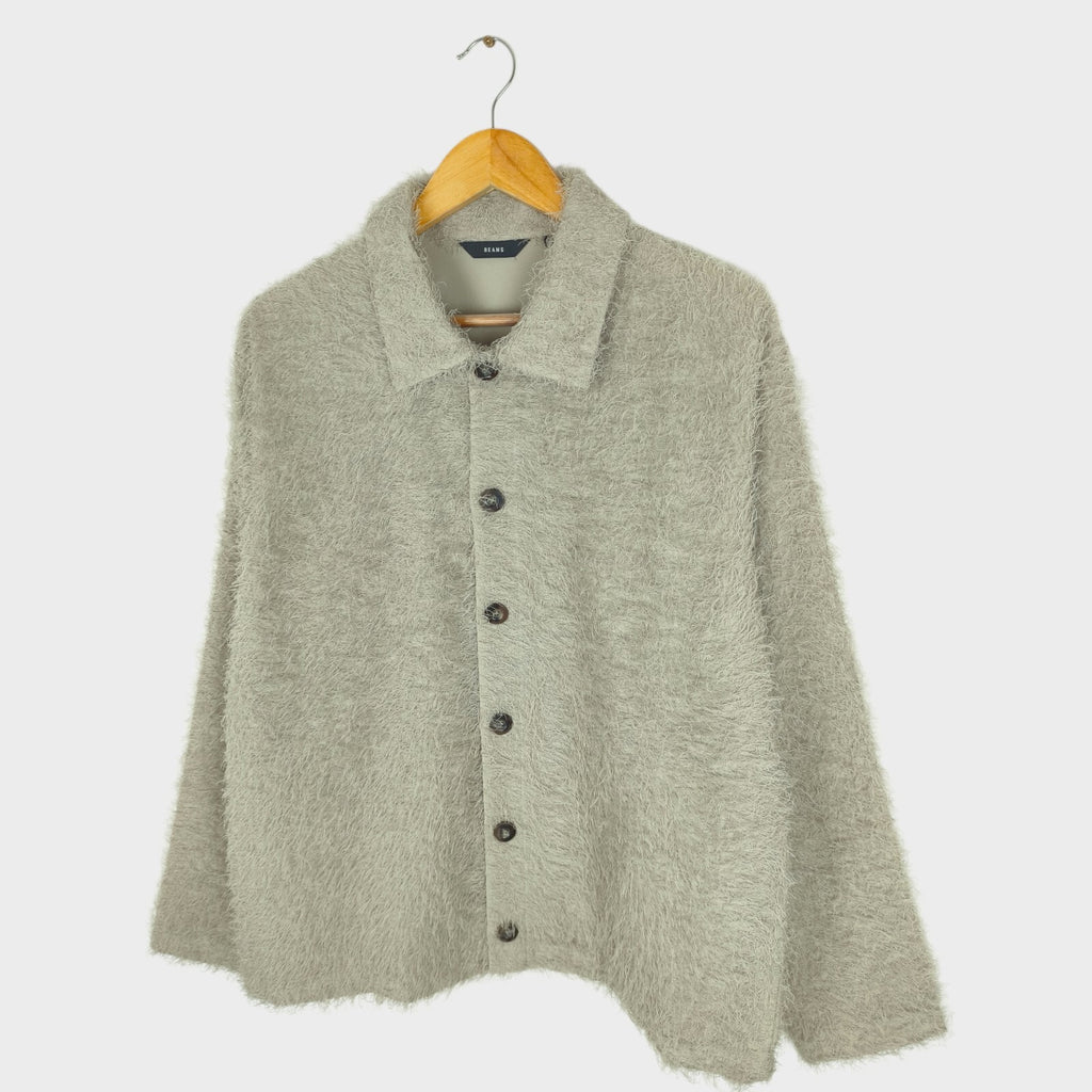 BEAMS Men's Taupe Relaxed Fit Fringe Overshirt