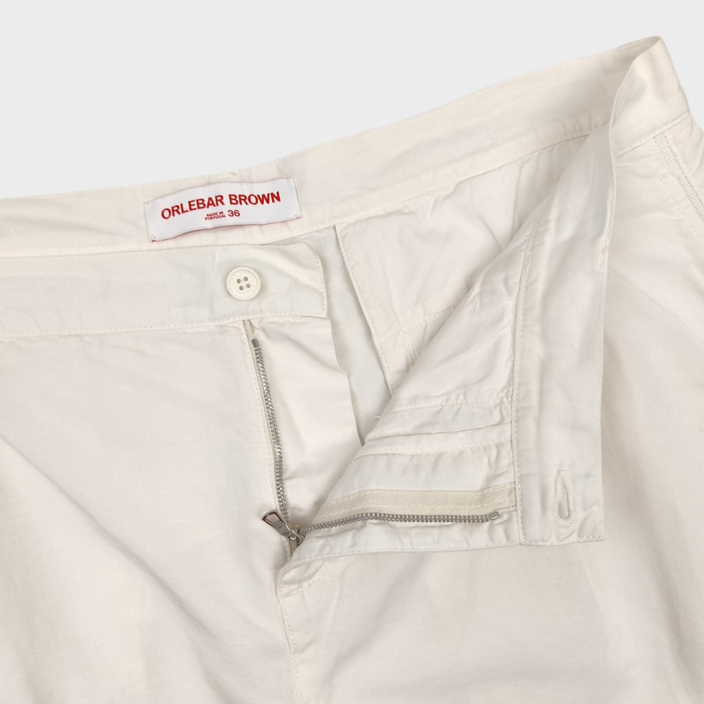 ORLEBAR BROWN Men's Ecru 100% Linen/Cotton Searose Pleated Shorts