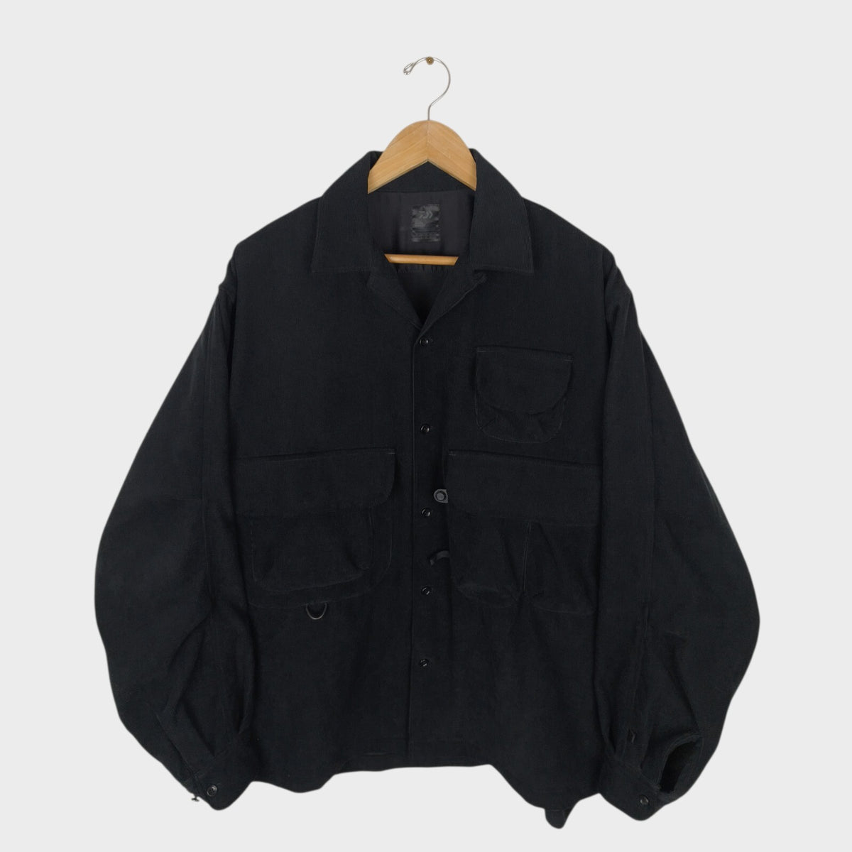 DAIWA PIER39 Men's Black Corduroy Tech Fisherman's Open Collar Overshirt
