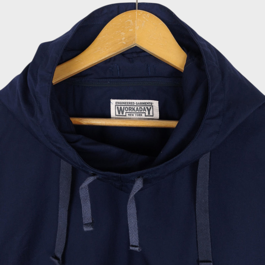 ENGINEERED GARMENTS Men's Made in USA Navy Blue Cotton Parka Cagoule Smock