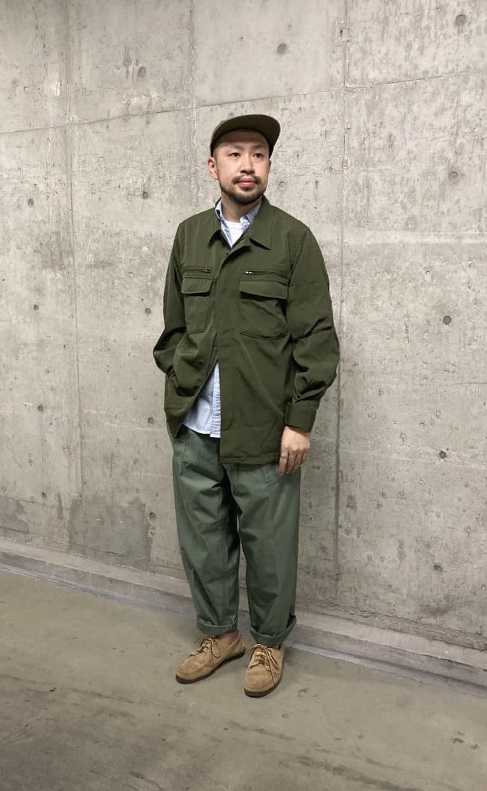 BEAMS PLUS Men's Green 100% Wool Military Zip Blouson Jacket