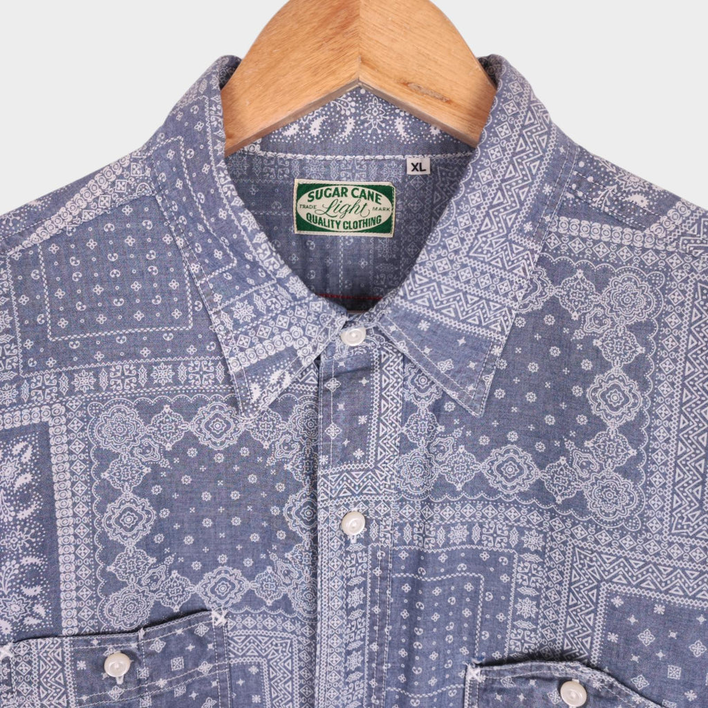 SUGAR CANE Men's Made in Japan Bandana Paisley Print Shirt