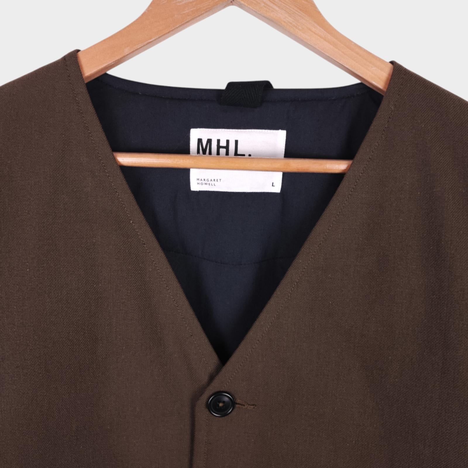 MHL MARGARET HOWELL Men's Khaki V-Neck Padded Jacket - Size L