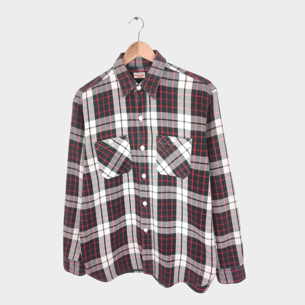 SUGAR CANE Men's Made in Japan Multicoloured Checked Soft Twill Work Shirt