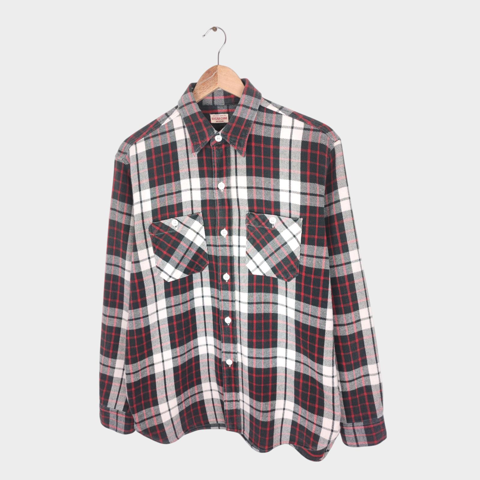 SUGAR CANE Men's Made in Japan Multicoloured Checked Soft Twill Work Shirt